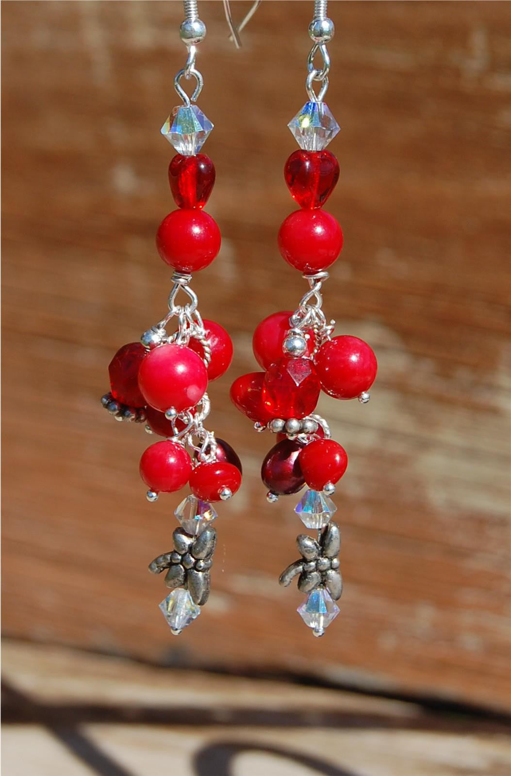 Red crystal dragonfly earrings