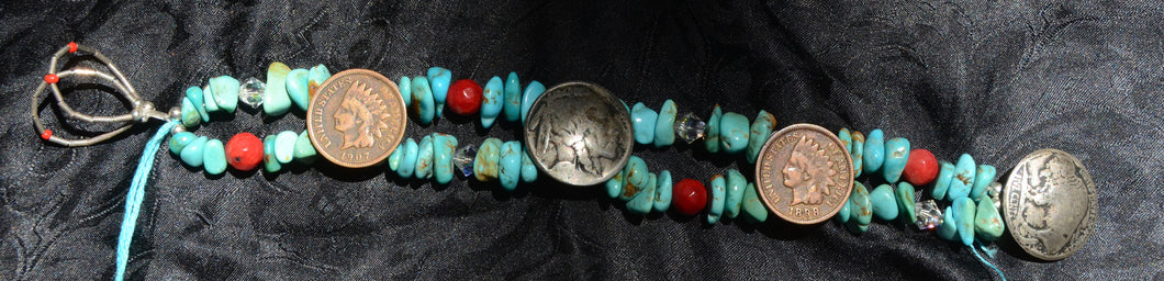 Turquoise Bracelet w American Coins