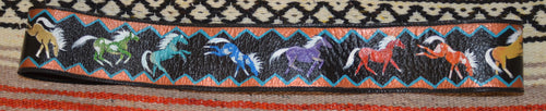 Hand Painted Belt w Multi Colored Horses