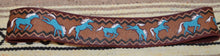 Hand Painted Brown Leather Belt w/ Turquoise Horses