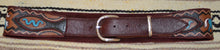 Hand Painted Brown Leather Belt w/ Turquoise Horses