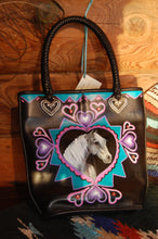 Hand Painted Black Purse "Queen of Hearts"
