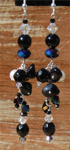 Black Bead and Pearl earrings