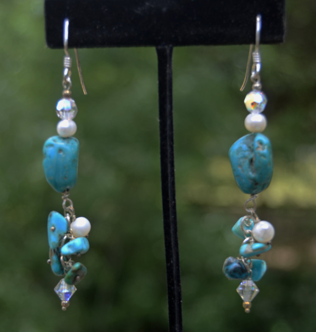 Turquoise and Pearl earrings