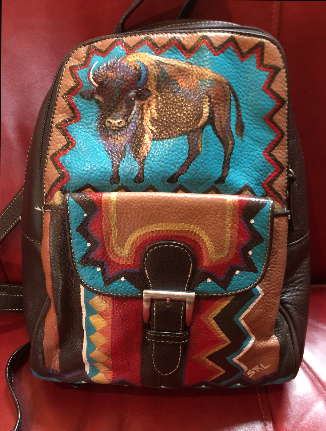 Hand Painted Tignanello Backpack with Bison