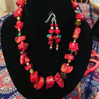 Red Salsa Necklace and Earrings