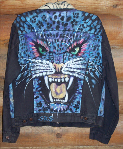 Blue Cat Painted Denim Jacket