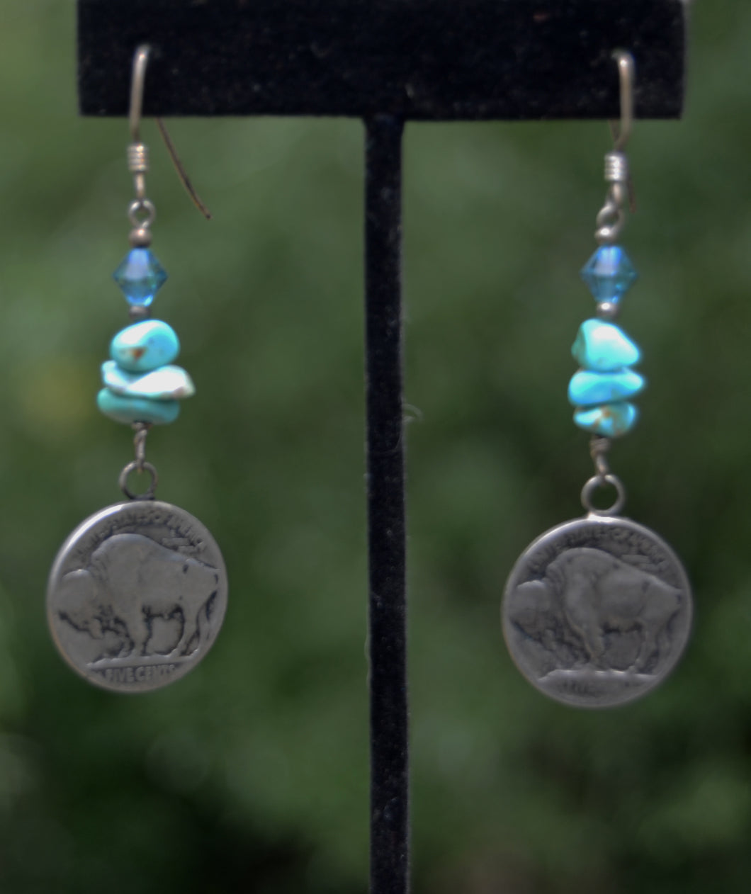 Turquoise and Buffalo Nickel earrings
