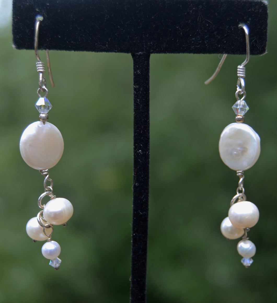 Coin Pearl and Crystal earrings