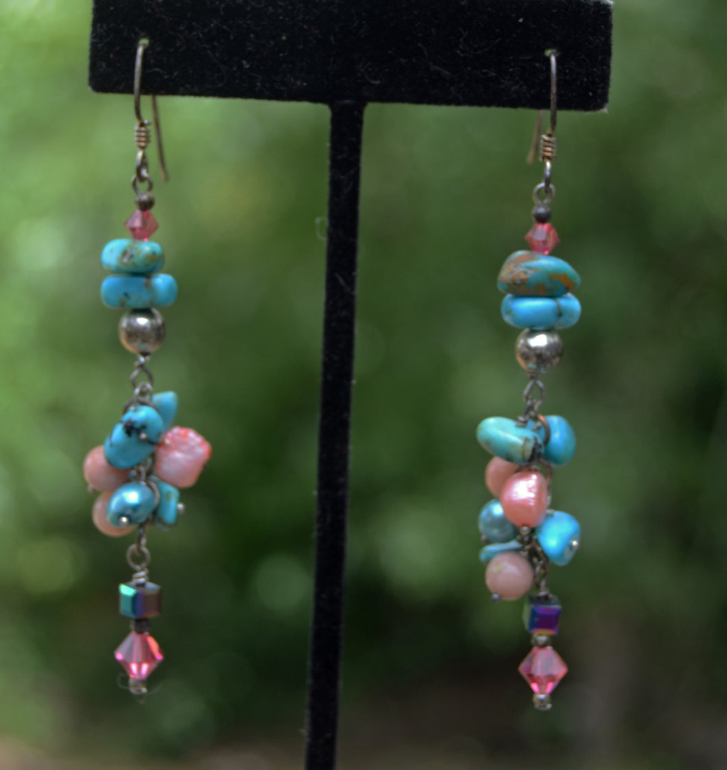 Turquoise and Pink earrings